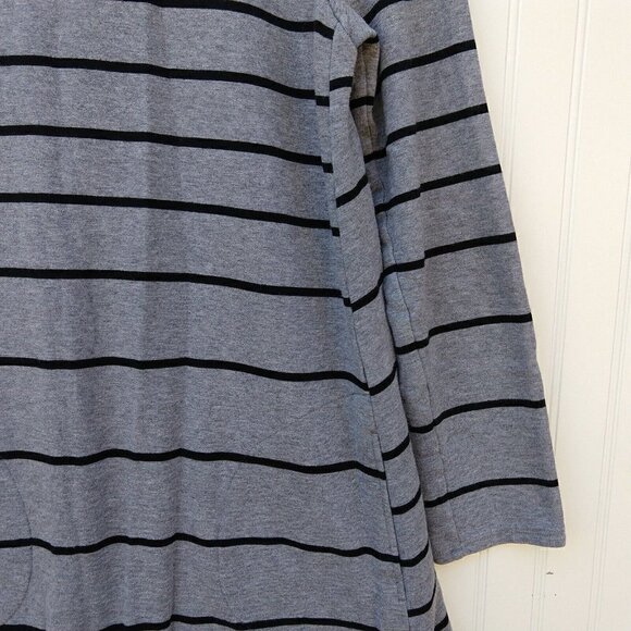 J Jill Gray Striped Terry Knit Swing Dress Size M Long Sleeve Pockets Shift - Picture 4 of 9